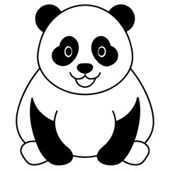 Obraz premium panda illustration mascot,panda silhouette,panda vector,icon,svg,characters,Holiday t shirt,black bear drawn trendy logo Vector illustration,bear line art on a white background
