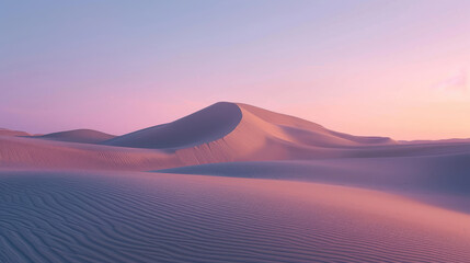 Fototapeta na wymiar Pastel sunrise over tranquil desert dunes vast for panoramic serene background
