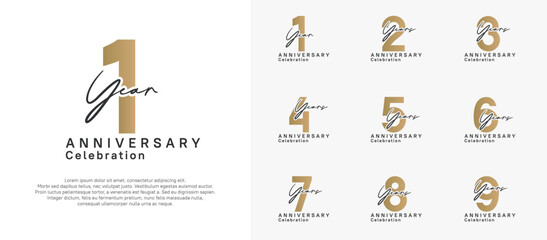 anniversary logotype vector design with black and golden color can be use for special moment celebration - obrazy, fototapety, plakaty
