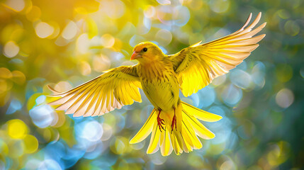 Bird in flight against golden light, freedom, concept: wildlife in motion.
