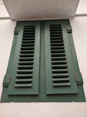 wooden window in old building