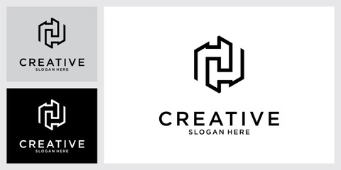 H or HH initial letter logo design concept