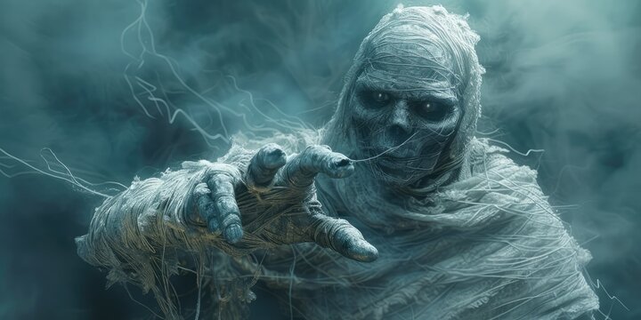 Egyptian mummy is wrapped in bandages