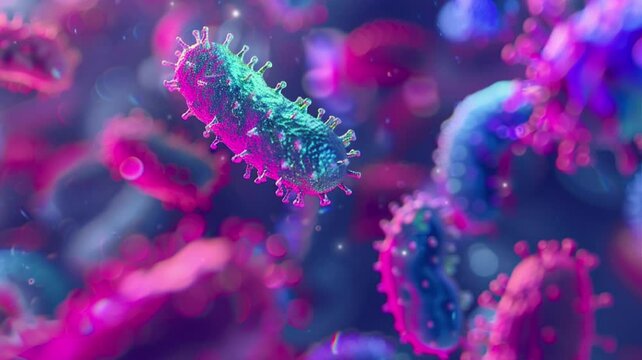 video of 3D bacteria in colorful concept as medical reference
