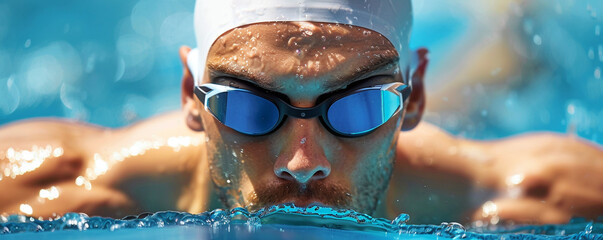 A professional swimmer glides through the pool