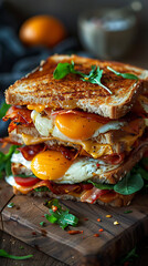 Beautiful presentation of Melt Sandwich, hyperrealistic food photography