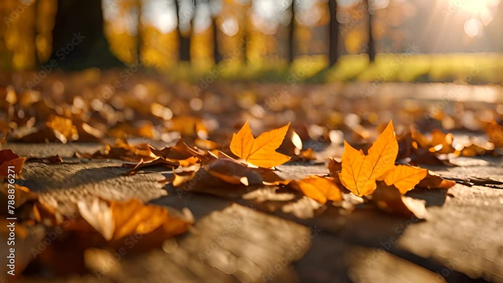 Poster pile of fallen leaves on ground generative ai