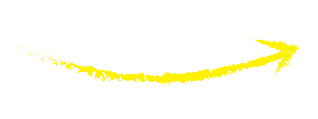 Hand-drawn yellow brush arrow vector  isolated on a white background.