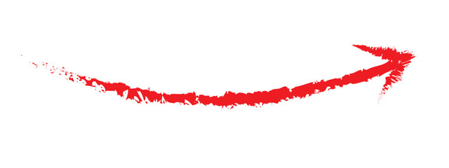 Hand - drawn red brush arrow vector isolated on a white background .