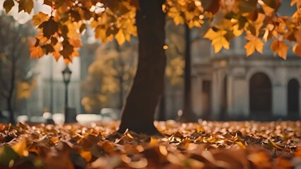 Tree With Yellow Leaves Near Building Generative AI