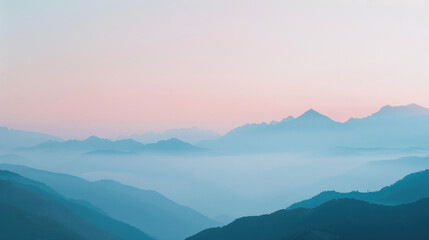 Fototapeta premium Serene twilight over gentle mountains for soothing landscape imagery