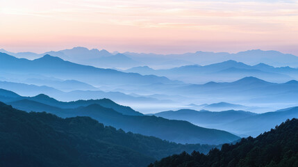 Fototapeta premium Serene twilight over gentle mountains for soothing landscape imagery