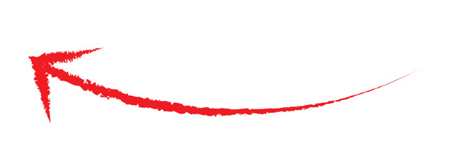 Hand - drawn red brush arrow vector isolated on a white background .