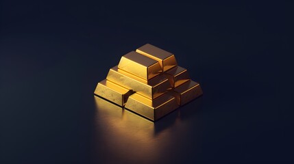 Stack of Gold Bars on a Dark Background Representing Wealth and Investment