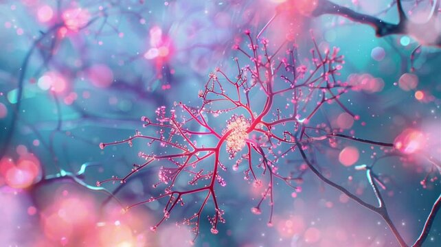 3d illustration of tumor cells in neurons