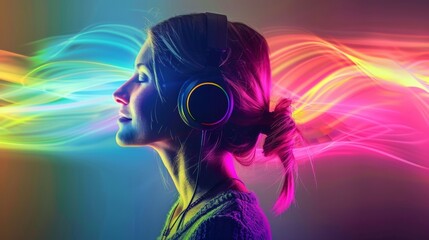 Transform your mind and improve overall wellbeing through the use of binaural beats for brainwave entrainment. . - obrazy, fototapety, plakaty