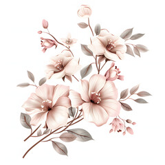 set of floral branch. Wedding concept with flowers. Floral poster, invite. Vector arrangements for greeting card or invitation