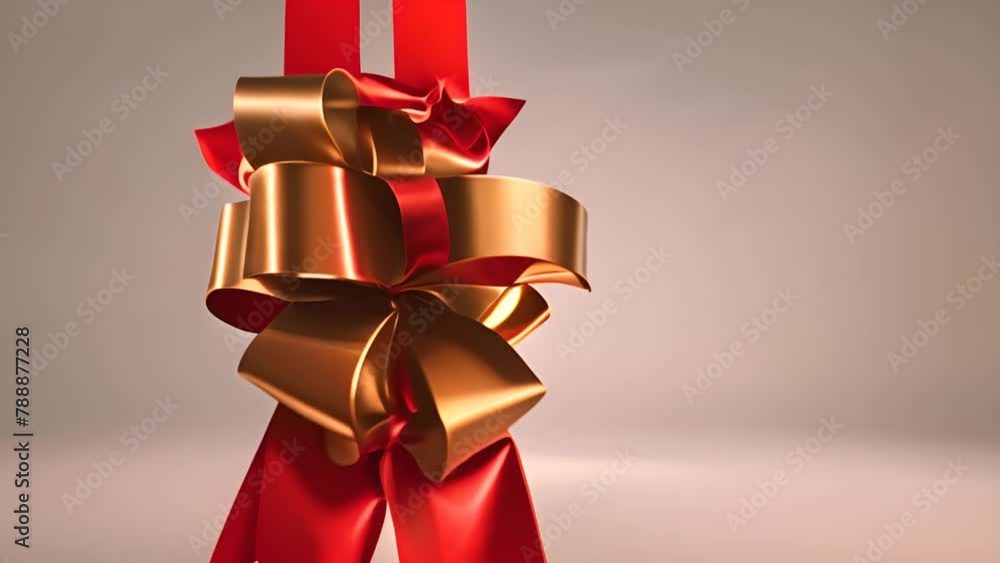 Poster elegant red ribbon with gold bow generative ai