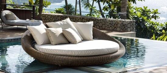 Obraz premium Poolside bed for relaxation