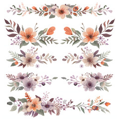 set of floral branch. Wedding concept with flowers. Floral poster, invite. Vector arrangements for greeting card or invitation