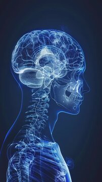 anatomical x-ray of the head and upper body as medical reference