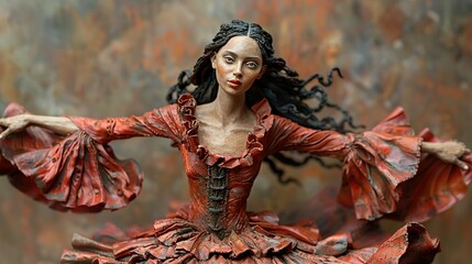 Modeling clay character Flamenco dancer - obrazy, fototapety, plakaty
