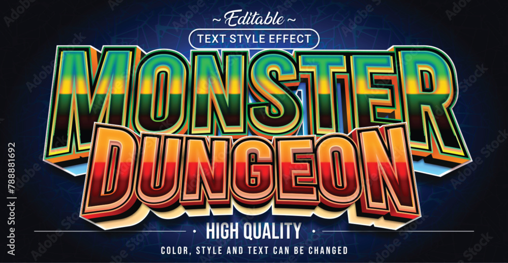 Poster Editable text style effect - Monster Dungeon text style theme.