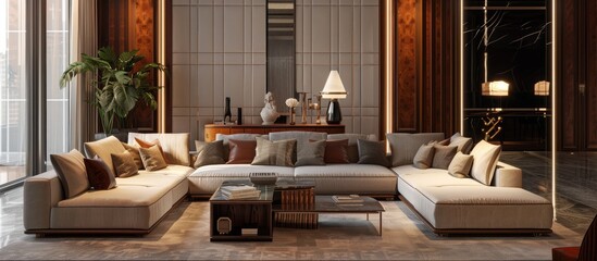 Detailed photograph of contemporary living room furniture