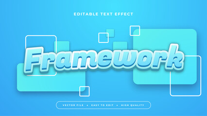 White and blue framework 3d editable text effect - font style