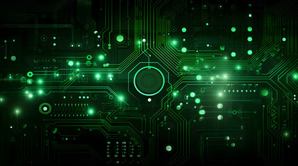 Digital technology green abstract geometric circuit graphic poster web page PPT background