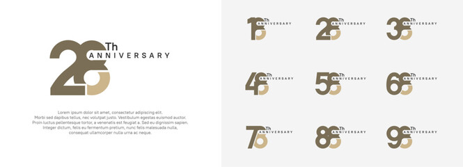 anniversary logotype vector set, brown color for celebration purpose