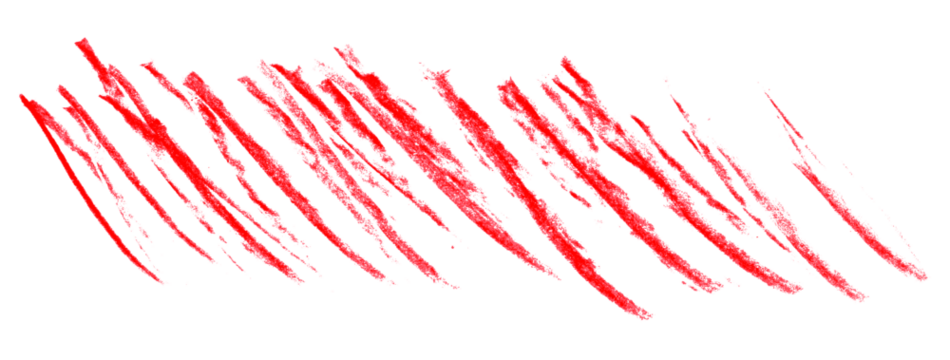 red pencil strokes isolated on transparent background
