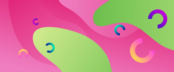 Pink green and purple violet modern and simple abstract banner art vector with shapes. For background presentation, background, wallpaper, banner, brochure, web layout, and cover
