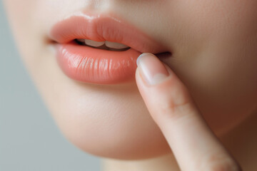 唇に触れる女性の指「AI生成画像」