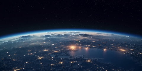 Obraz premium Glowing City Lights: Earth from Space