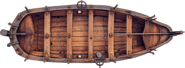 Illustration of a medieval large ship, top view. - obrazy, fototapety, plakaty
