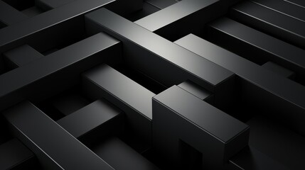 Minimalist black and gray geometric patterns, seamless 3D background,