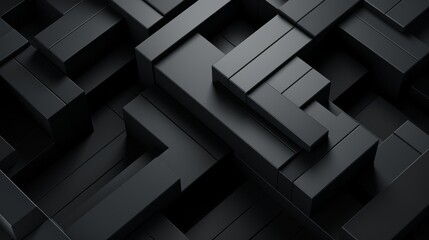 Minimalist black and gray geometric patterns, seamless 3D background,