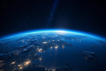 Obraz premium Glowing City Lights: Earth from Space