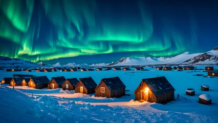 Tischdecke Aurora on Arctic glaciers, glaciers on the sea surface, scientific phenomena © Echotime