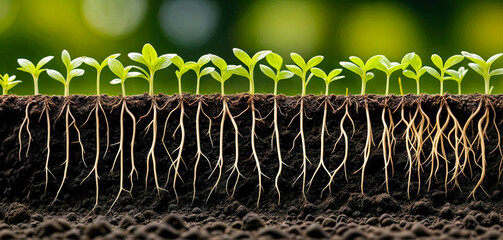 Green Soybean Plants with Roots