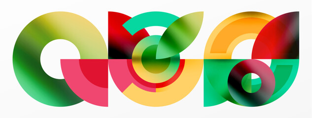 The letter a is depicted with colorful circles in a pattern on a white background, creating a vibrant and artistic display of symmetry and graphics