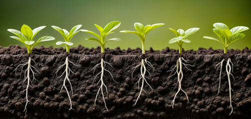 Green Soybean Plants with Roots