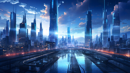 Naklejka premium Data Towers cityscape illustration