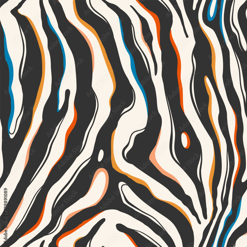 Wall mural close up of a zebra print wallpaper design, featuring seamless vector abstract patterns resembling t