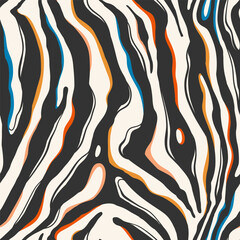 Close up of a zebra print wallpaper design, featuring seamless vector abstract patterns resembling the distinctive stripes of a zebra.