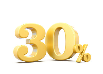 30 Percent Discount Sale Off  Gold Number