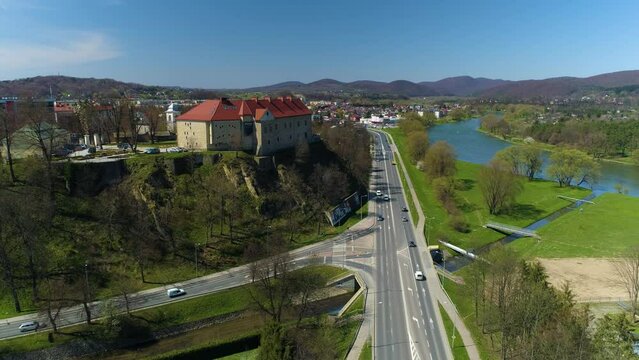 Panorama San Royal Castle Sanok Zamek Krolewski Aerial View Poland