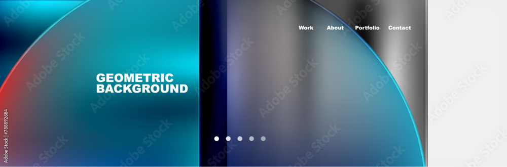 Poster a translucent cylinder filled with liquid on a geometric background, with electric blue accents. the