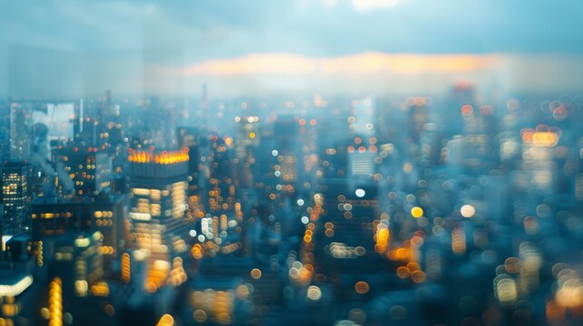 Soft blurred cityscapes from different continents merging together in a dreamlike haze representing the merging of diverse cultures and economies in a hyperconnected society. .